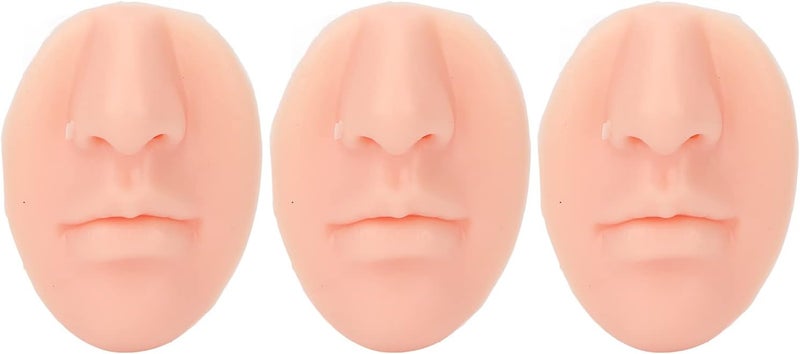 woobles 3pcs Silicone Nose Model, Reused Soft Nose Mold with Mouth Soft Elastic for Earrings Jewelry Display Rubber Nose for Piercing Practice (Light Skin Color) - Image 1